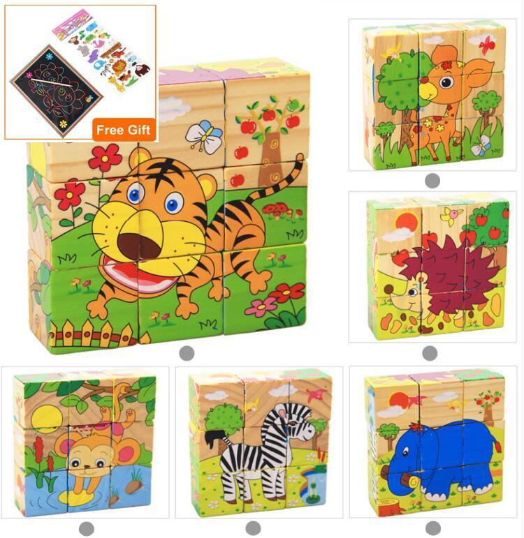 1Set Nine Blocks Six-sided 3D Wooden Cube Puzzle Toys  For Children Kids Educational Toys Funny Games - SJB-DIAMOND ELITES
