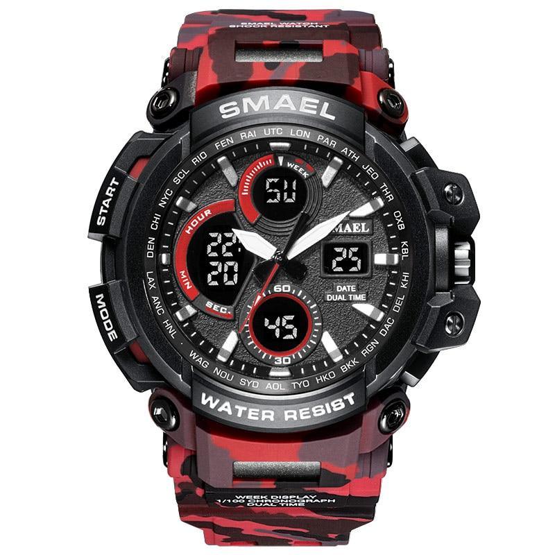 Red Modern Sport  Waterproof 50M Men Watches With LED Digital Display In Military Armi Relogio Masculino Style - SJB-DIAMOND ELITES