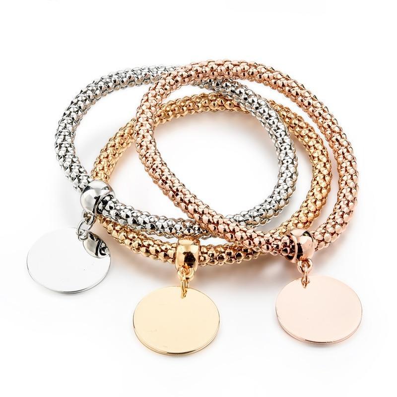 Shiny Elegant New Fashion Modern Luxury Heart Bracelet And Bangles Popcorn Chain Set Friendship Bracelets for Girls - SJB-DIAMOND ELITES