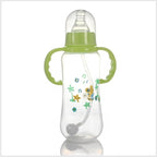 Unisex Baby 150/280ml Wide Mouth Soft Silicone Cover Straw Drinking Milk Bottle For Newborn Nursing Product With Handle