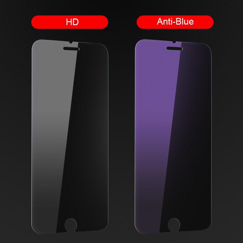 2Pcs Anti Blue Ray 9H Tempered Glass for iPhone X XS MAX XR 11 12 13 mini 14 Pro Max 6 6S 7 8 Plus SE 2020 Screen Protector Film Anti Blue Light Tempered Glass Screen Protector for iPhone Stevvex