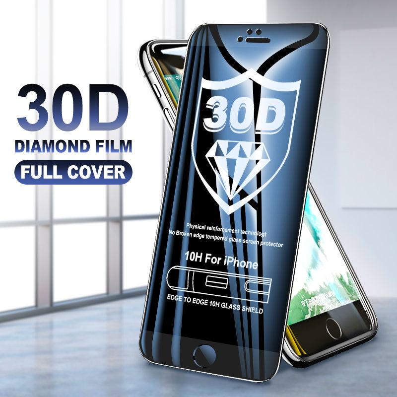 30D Curved Edge Full Cover Protective Glass On The For iPhone 7 8 6 6S Plus Tempered Screen Protector For X XR XS Max Glass Film Tempered Glass Anti Scratch Phone Screen Protector iPhone Glass Stevvex