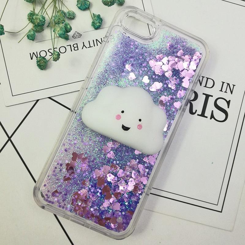 3D  Cat Case For Iphone 5s Se 7 7 Plus Case Liquid Quicksand Glitter Silicone Case For Iphone 8 8 Plus X 6 6s Cover  Rubber Silicone Phone Case Stevvex