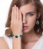 Modern NEW Trend Luxury  Woman Elegant Wedding Bridal Jewelry Sets For Women Rhinestone Austrian Crystal Jewelry Set Bracelet Earrings Set - SJB-DIAMOND ELITES