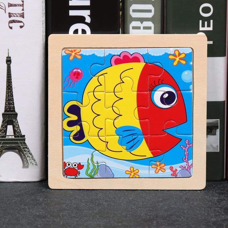 10pcs Of Wood Puzzle Baby Young Children Early Lessons Learned Intelligence Cartoon Animal Puzzle Wooden Toys Education Puzzles - SJB-DIAMOND ELITES