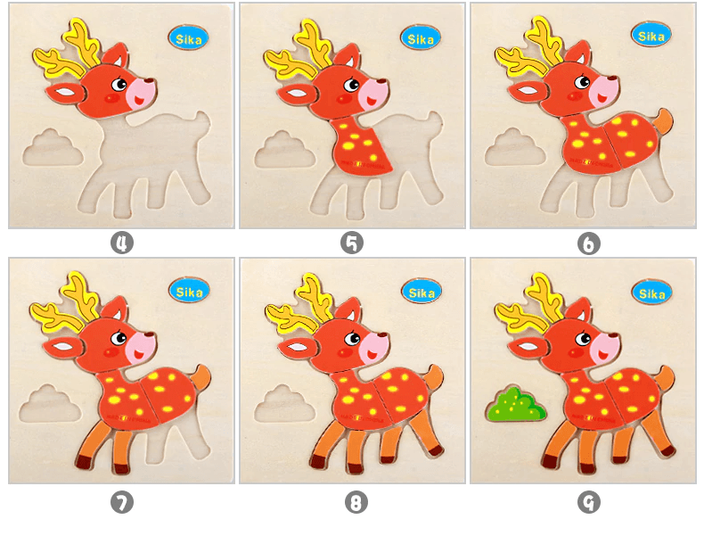 Wooden 3D Stevvex Modern Interesting Baby Learning Puzzles for Children Cartoon Animal Fruit Puzzles Intelligence Kids Children Educational Toy - SJB-DIAMOND ELITES