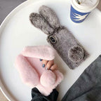 Cute Stuffed Plush Fluffy Case For iPhone 13 12 11 Pro XS Max X XR 12Mini Rabbit Ears Furry fluffy Fur Plush Warm Cover for iPhone 6 6S 7 8 Plus Phone Case Stevvex