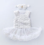 Pink Baby Luxury Bodysuit Infant Girls Princess Puffy Dress Baby Gown Party Wedding Excellent Girls Gift
