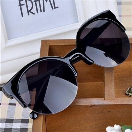 New Luxury Modern Fashion Retro Designer Super Round Circle Glasses  With Cat Eye Women's Sunglasses With UV400 Protection - SJB-DIAMOND ELITES