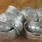 Big Elegant Luxury Amazing Classic Fashion Flower Metal Tibetan Indian Silver Vintage Retro Fashion Cuff Bracelet Bangle For Woman With Details of Animals - SJB-DIAMOND ELITES