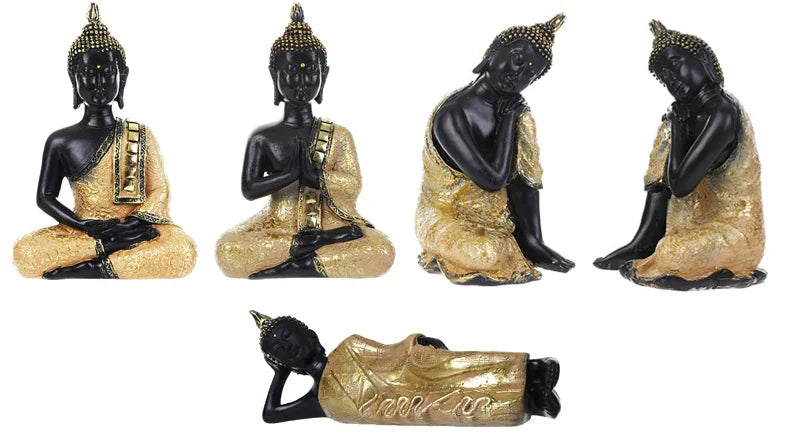 Thai Buddha Figurine Sculpture Sitting Buddha Statue Home Office Decor Indoor Statue Ornament 15cm Feng Shui Ornaments Crafts Lootquake LLC