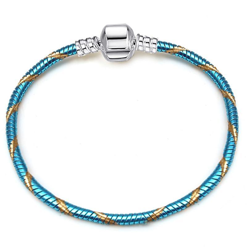 Luxury Modern High Quality Authentic Silver Color Snake Chain Fine Bracelet Fit European Charm Bracelet for Women With Heart and Star - SJB-DIAMOND ELITES