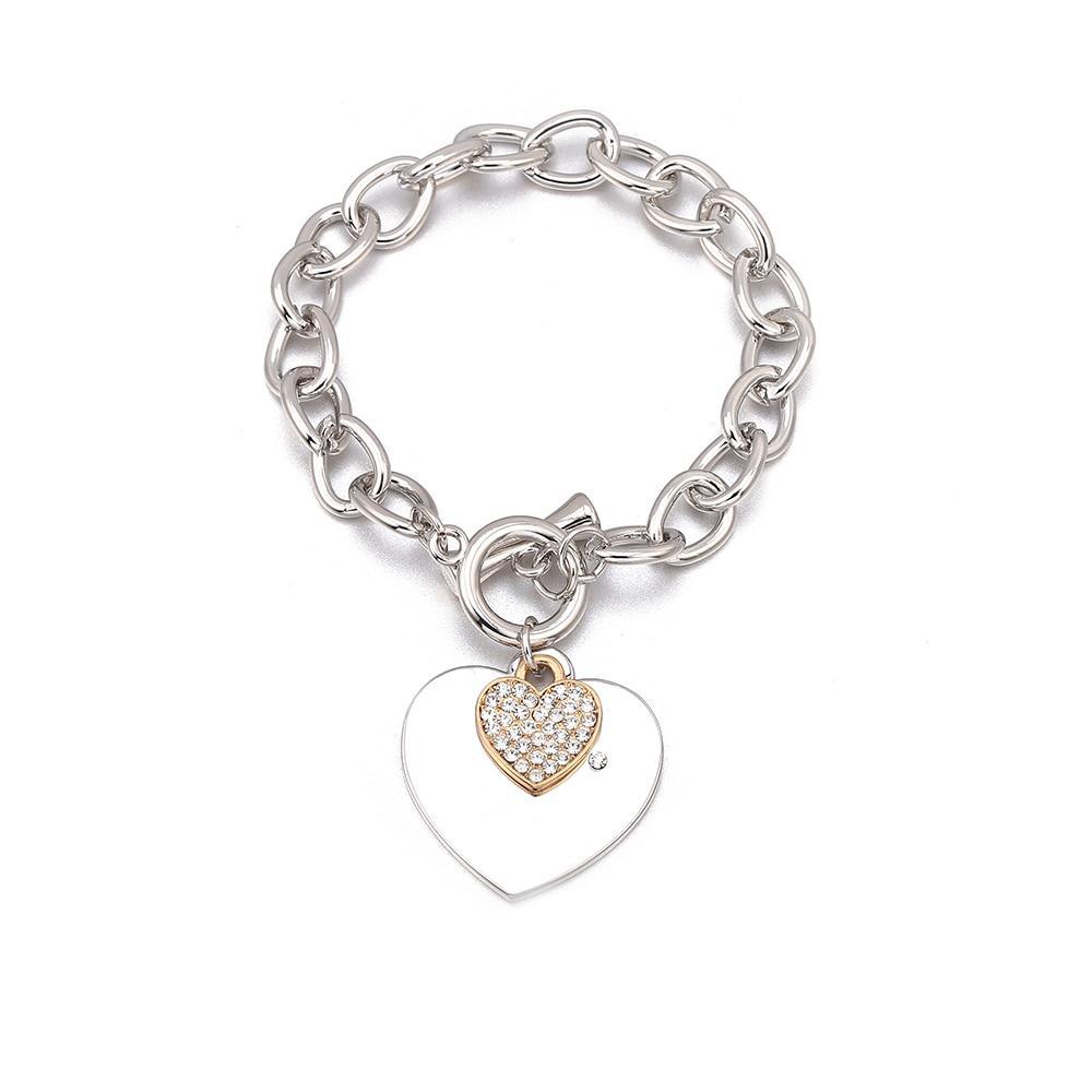 Gold Love Heart Charm Bracelets For Women Accessories Silver Color Link Chain Bracelets & Bangles Trendy Jewelry Design - SJB-DIAMOND ELITES