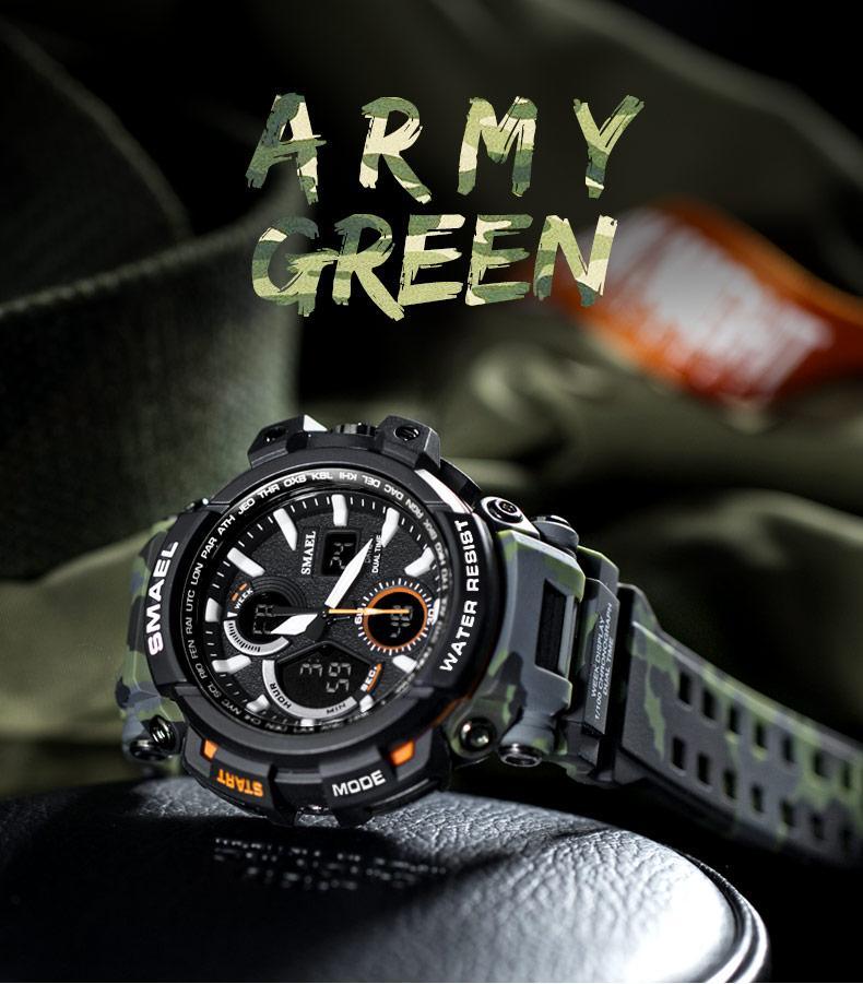 Orange Modern Sport  Waterproof 50M Men Watches With LED Digital Display In Military Armi Relogio Masculino Style - SJB-DIAMOND ELITES