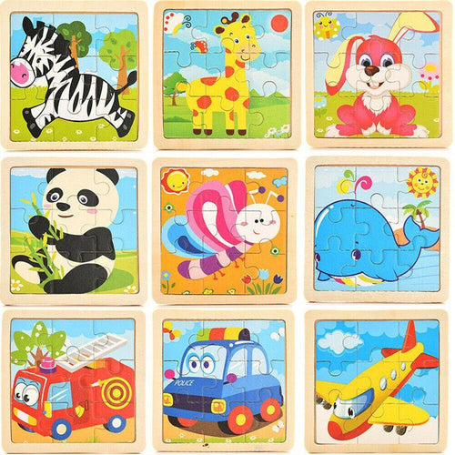 10pcs Of Wood Puzzle Baby Young Children Early Lessons Learned Intelligence Cartoon Animal Puzzle Wooden Toys Education Puzzles - SJB-DIAMOND ELITES