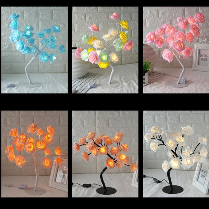 STEVVEX Rose Shaped Table Lamp Flower Rose Tree Decorative Light for Living Room Bedroom Kids Room/Decor Light - SJB-DIAMOND ELITES