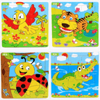 1 Pcs Animal Wooden Puzzles For Children In Wooden 3D Mosaic Puzzles Kids Educational Toys Design  For Baby Birthday Gifts - SJB-DIAMOND ELITES