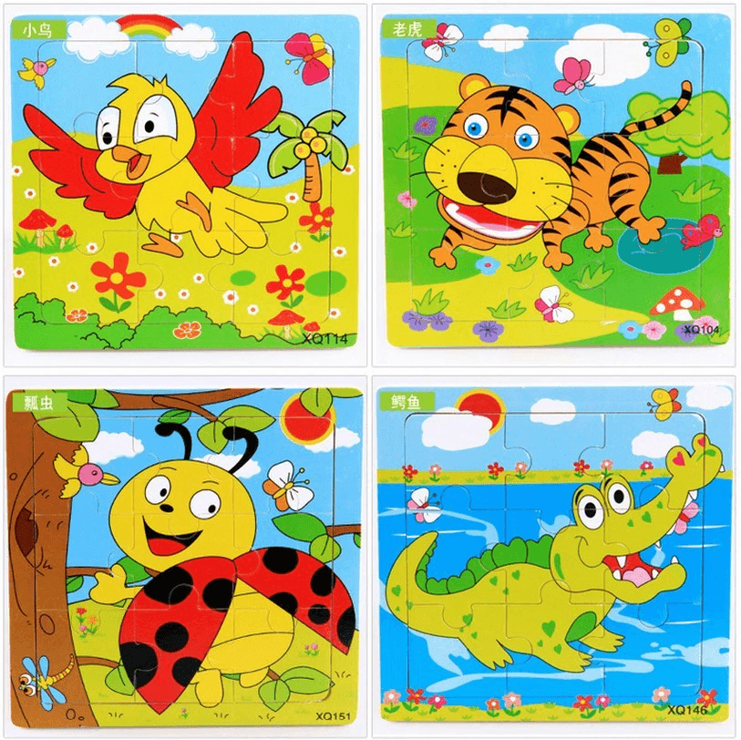 1 Pcs Animal Wooden Puzzles For Children In Wooden 3D Mosaic Puzzles Kids Educational Toys Design  For Baby Birthday Gifts - SJB-DIAMOND ELITES