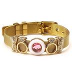 Two-tone Stainless Steel  Bracelets For Women Men Golden Love Heart Beaded  Ribbon  Bracelet & Bangle Gifts - SJB-DIAMOND ELITES