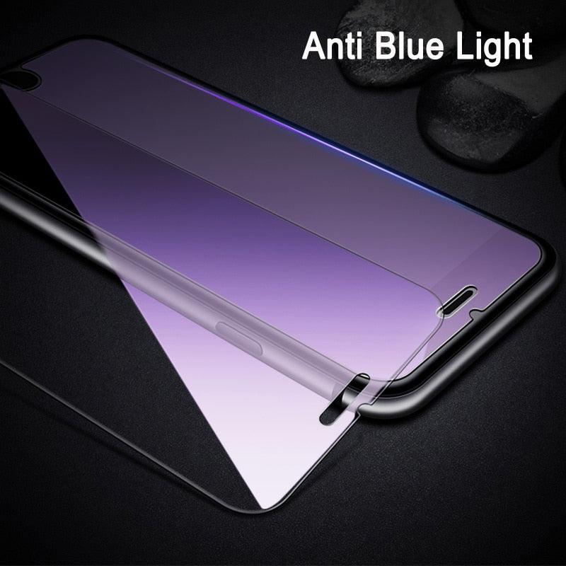 2Pcs Anti Blue Ray 9H Tempered Glass for iPhone X XS MAX XR 11 12 13 mini 14 Pro Max 6 6S 7 8 Plus SE 2020 Screen Protector Film Anti Blue Light Tempered Glass Screen Protector for iPhone Stevvex