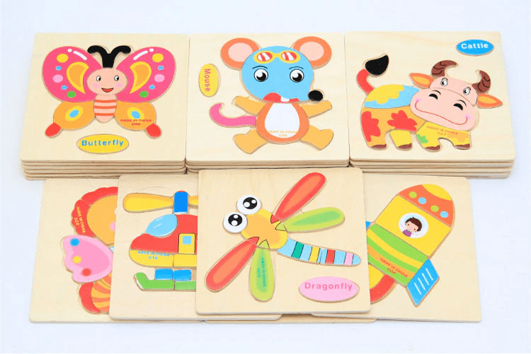 Wooden 3D Stevvex Modern Interesting Baby Learning Puzzles for Children Cartoon Animal Fruit Puzzles Intelligence Kids Children Educational Toy - SJB-DIAMOND ELITES