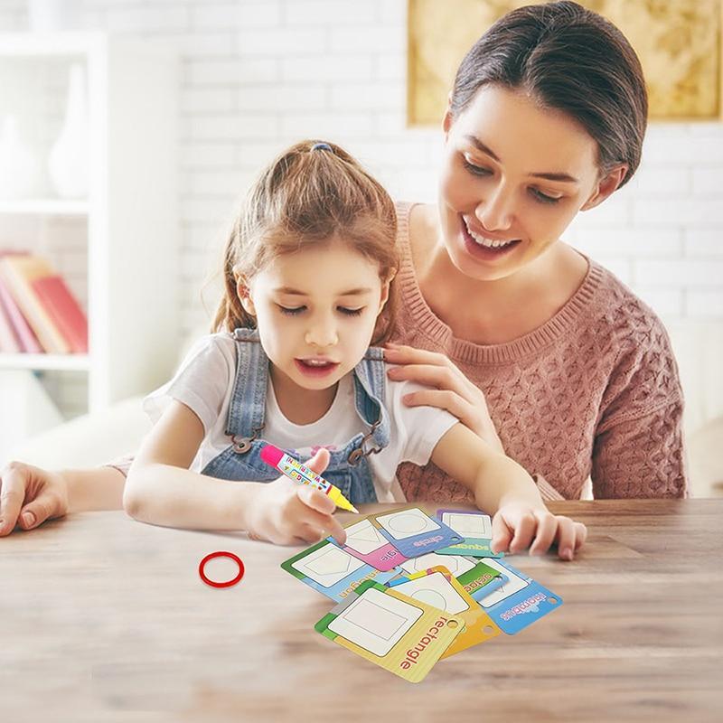 New Magic Doodle Card Water Drawing Card Kids Learn Number/Color/Shape in English 8/10 Pcs with 1 Pcs Water Pen Coloring Toy - SJB-DIAMOND ELITES