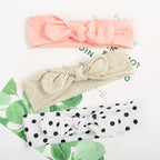 Modern 3PCS Set Floral Bows Baby Headband Dot Bowknot Cotton Hair Band Girls Hair Accessories For Girls