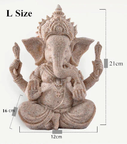 home decoration Nature Sandstone Indian Ganesha Figurine Religious Hindu Elephant God Statues Fengshui Elephant-Headed Buddha Lootquake LLC