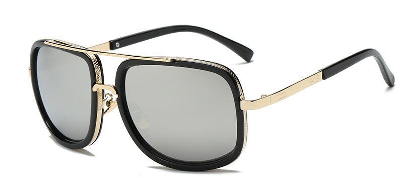 Classic Brand Luxury Square Gold Metal Frame Woman and Man Unisex Top Oversized Bog Frame Elegant Sunglasses For Summer  Designer - SJB-DIAMOND ELITES