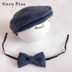 Modern Set Baby Newborn Peaked Beanie Cap Hat Bow Tie Photo Photography Prop Infant Boy Caps In elegant Modern Design