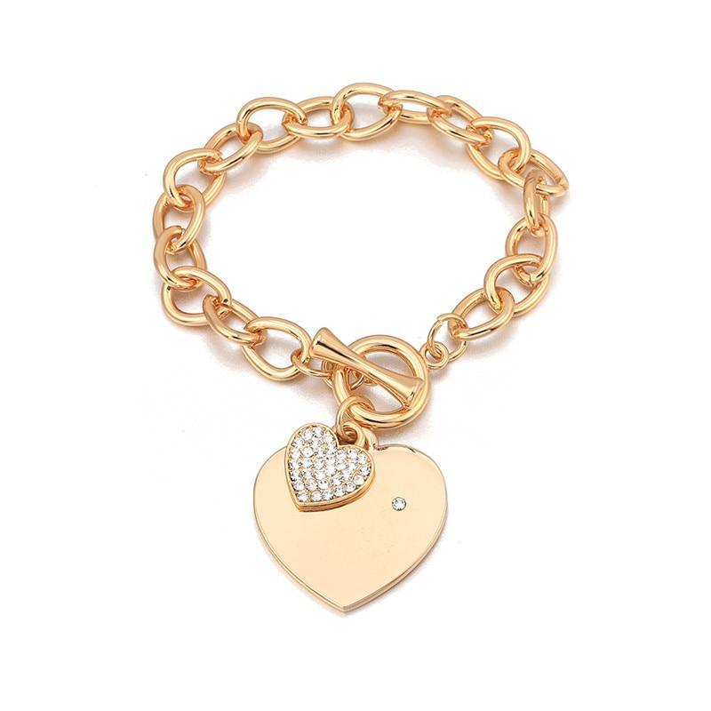 Gold Love Heart Charm Bracelets For Women Accessories Silver Color Link Chain Bracelets & Bangles Trendy Jewelry Design - SJB-DIAMOND ELITES