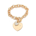 Gold Love Heart Charm Bracelets For Women Accessories Silver Color Link Chain Bracelets & Bangles Trendy Jewelry Design - SJB-DIAMOND ELITES