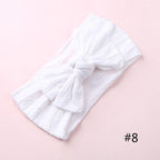 Modern Braid Nylon Bow Knot Solid Wide Nylon Headbands Turban Baby Girls Head Wrap For Girls