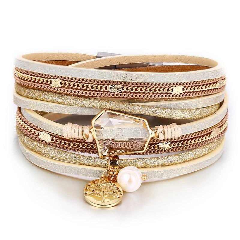 Legendary Amazing New Modern Fashion Pearl Elegant Multi-Layer Leather Handmade Bracelet Bangle Luxury For Woman - SJB-DIAMOND ELITES