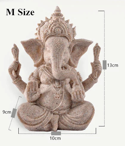 home decoration Nature Sandstone Indian Ganesha Figurine Religious Hindu Elephant God Statues Fengshui Elephant-Headed Buddha Lootquake LLC