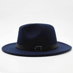 Vintage Winter Autumn Woolen Women Men Belt Buckle Fedora Hat Classic Wide Brim Floppy Hat Retro Warm Top Hat Vintage Cap Women Fedoras Durable Hat