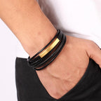 Classic Genuine Leather Bracelet For Men Hand Charm Jewelry Multilayer Magnet Handmade Gift For Cool Boys - SJB-DIAMOND ELITES