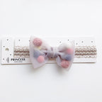 Luxury Modern Pearl Handmade Baby Girls Bowknot Crown Headband Lace Elastic Hair Band Bow For Girls Baby