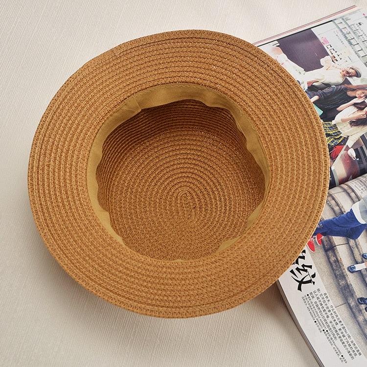 Classic Simple Female Hat For Summer Beach Hat Casual Lady Summer Solid Color Straw Hat Women Elegant Hat Traveling Hats UV Protection Sun Cap Women Flat Bowknot Design Cute Cap Girls Hat 56-58cm Stevvex