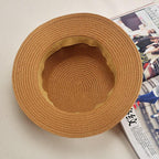 Classic Simple Female Hat For Summer Beach Hat Casual Lady Summer Solid Color Straw Hat Women Elegant Hat Traveling Hats UV Protection Sun Cap Women Flat Bowknot Design Cute Cap Girls Hat 56-58cm Stevvex