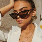 Elegant Cute Retro Cat Eye Sunglasses For  Women With Small Black White Triangle Vintage Ladies Sunglasses and UV400 Protection - SJB-DIAMOND ELITES
