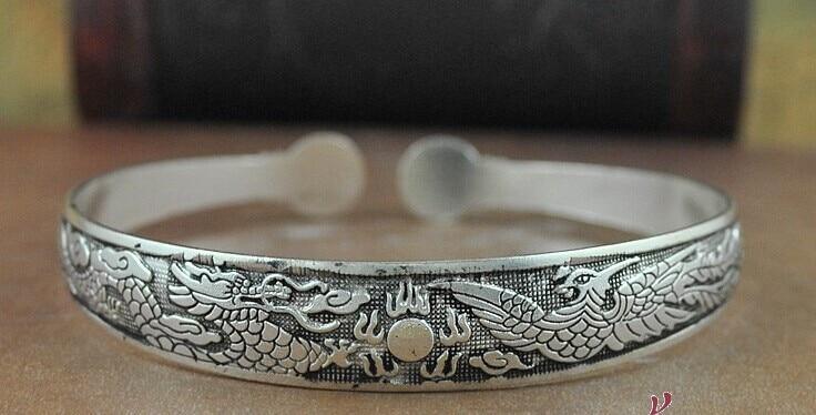 Big Elegant Luxury Amazing Classic Fashion Flower Metal Tibetan Indian Silver Vintage Retro Fashion Cuff Bracelet Bangle For Woman With Details of Animals - SJB-DIAMOND ELITES