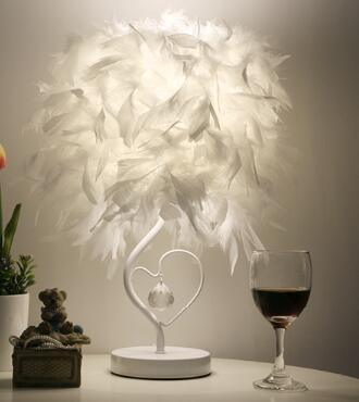 STEVVEX Reading Room Luxury Interesting Decor Heart Shape Feather Crystal Lamp Table Lamp for bedroom Light art decor home planetarium - SJB-DIAMOND ELITES