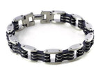 Men Stainless Steel Link Chain Bracelets & Bangles Men's Cuff  Wristband Biker Motorcycle Black Silicone Bracelet - SJB-DIAMOND ELITES