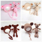 Modern Baby Cap Deer Design Handmade Crochet Deer Costume Set Knitted Hats And Toy For Girls and Boys Kids