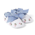 Baby Girl Newborn Shoes Floral Embroidery Striped Bowknot First Walker Soft Soles Anti-Slip Princess Shoes Stevvex
