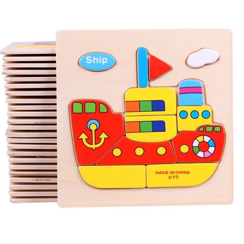 Wooden 3D Stevvex Modern Interesting Baby Learning Puzzles for Children Cartoon Animal Fruit Puzzles Intelligence Kids Children Educational Toy - SJB-DIAMOND ELITES