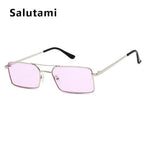Luxury Famous Retro Modern Square Unisex Men and  Women‘s Sunglasses  With Alloy Metal Small Frame With Clear Double Bridge Men's Sunglasses - SJB-DIAMOND ELITES