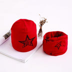 Star Print Cotton Hat And Scarf  Baby Beanie Kids Caps Children's Accessories For Boys and Girls