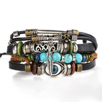 BOHO Tibet Stone Feather Multilayer Leather Bracelet Eye Fish Charms Beads Bracelets For Men Vintage Punk Wrap Wristband Cool Jewelry - SJB-DIAMOND ELITES